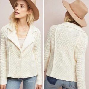 MAEVE for Anthropologie Cream Cable Knit Cardigan Size Medium NWT